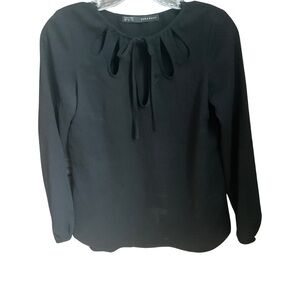 Zara Black Blouse with Tie Neck and Cutouts